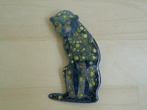 七宝焼 銀座の和光「 黒豹 」ブローチ 8.4cm ブローチ 