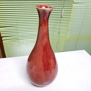 【引取先決定】陶器製 赤い花瓶 高さ25cm