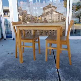 無印良品 テーブルセット3点 ①無垢材 テーブル オーク W140 美品