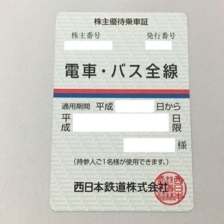 2019年 西日本鉄道 株主優待乗車証 電車バス全線 定期券 西...