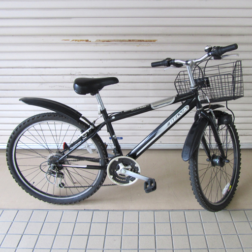 BELVA 前カゴ付 26インチ マウンテンバイク MTB 自転車 ブラック
