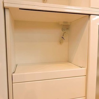 北大前! 札幌 引取 大型食器棚 セパレート 電源有り キッチンボード スライド式収納 ホワイト 白