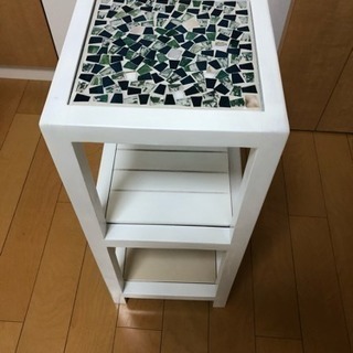☆白家具 ステンドグラス風 サイドテーブル☆