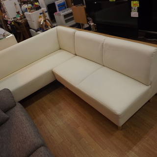 半額値下げ ニトリ L字ソファー 白 革 ホワイト ソファー 美品