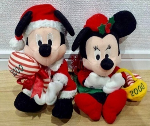 ディズニー ミッキーマウス\u0026ミニーマウス 2000年ミレニアム クリスマスペアぬいぐるみ