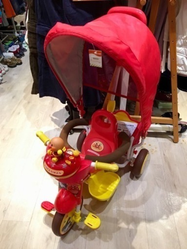 ■店頭引取限定■アンパンマン かじとり三輪車 幌付き