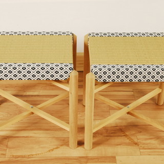 7274　お茶席 組立 木製　畳　椅子　和風スツール　折り畳み式...