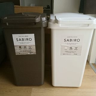人気ゴミ箱 45L×2個セット（白、茶）