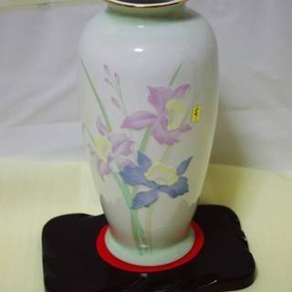 YAMAJI・正峰窯・陶彩・カトレア台付き花瓶