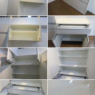 展示品　ハウステック　大型バックキャビネット　鏡面仕上げ加工　W1850　H2150　No.18976