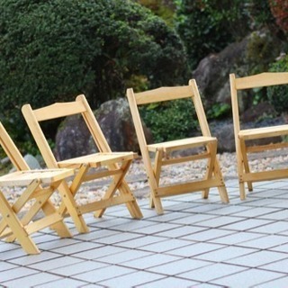 値下！★格安！オシャレ！木製折畳み椅子4脚セット