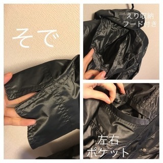 新品】黒 ロング ジャケットコート ドット M L 膝丈 長袖 上着 秋冬