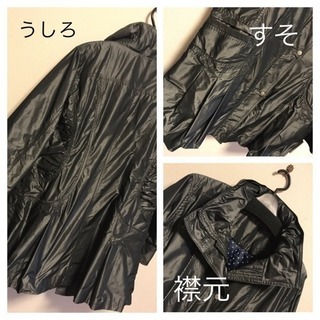 新品】黒 ロング ジャケットコート ドット M L 膝丈 長袖 上着 秋冬