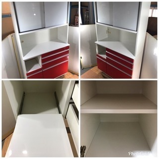 松田家具 ダイニングボード 食器棚 高級 キッチン収納 鏡面
