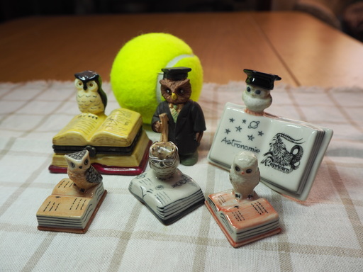 フクロウのコレクション（6）お勉強フクロウ6点【貴重なセット】