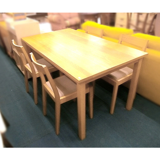 札幌【MUJI オーク材 4人掛けダイニングテーブルセット】幅140cm 無垢材 食卓テーブル 北欧風 無印良品 F☆☆☆☆品質