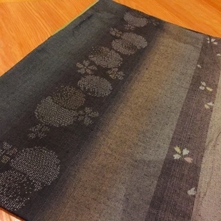 結城紬 雪輪に桜