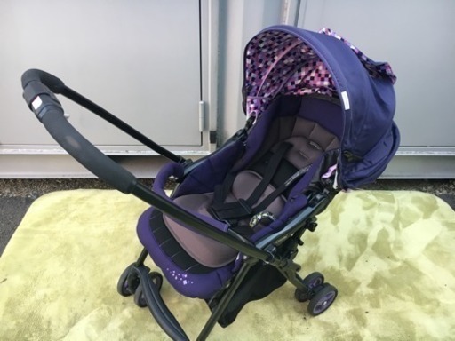コンビ☆軽量＆ハイシート☆両対面 ベビーカー☆メチャカルファーストα エッグショック BB-400☆モザイクパープル☆ヘッドパット欠品☆清掃済み☆お安く^_^