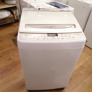 [安心の6ヶ月保証]　2018年製　未使用品　hisense【ハイセンス】7.5kg簡易乾燥機能付き全自動洗濯機　[トレファク八王子めじろ台店] 安心の6ヶ月保証] 2018年製 未使用品 hisense【ハイセンス】7.5
