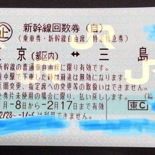 東京（都区内）⇔三島 新幹線 切符 自由席