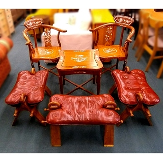◯唐木 螺鈿テーブル&チェア 応接6点セット