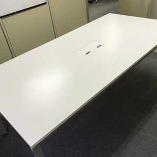 オフィス大型テーブル OAミーティングテーブル ホワイト 幅18...