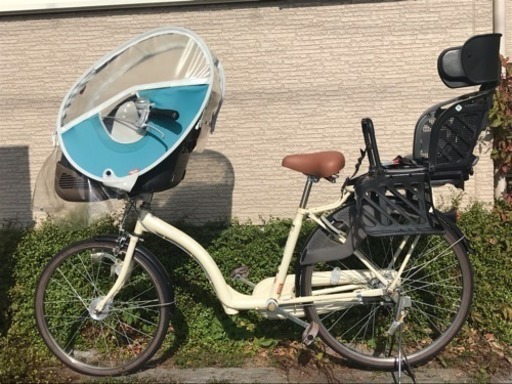 子供乗せ自転車 （前椅子用雨カバー、後ろカゴ付属）