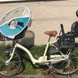 子供乗せ自転車 （前椅子用雨カバー、後ろカゴ付属）