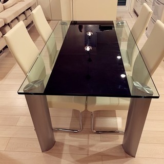 超美品 ダイニングテーブルセット カッコいいガラス張り
