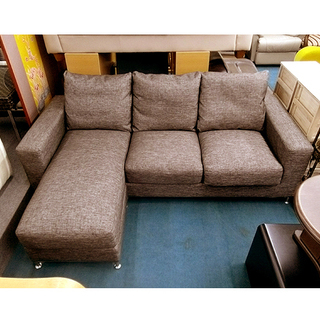 PayPay決済OK  札幌【キレイな3人掛け布製L字ソファ シェーズロング】幅206cm ファブリック ライトブラウン/茶系色 ソファー 本郷通店