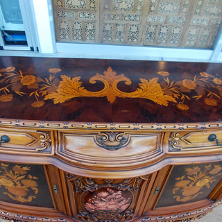 ◆最高峰◆イタリア製 象嵌細工の猫脚サイドボード◆ルイ15世/彫刻/ロココ/バロック/イタリアンクラシック/アンティーク/エレガント/高級◆