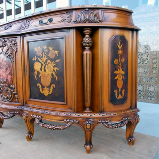 ◆最高峰◆イタリア製 象嵌細工の猫脚サイドボード◆ルイ15世/彫刻/ロココ/バロック/イタリアンクラシック/アンティーク/エレガント/高級◆