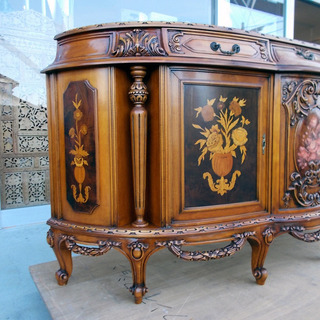 ◆最高峰◆イタリア製 象嵌細工の猫脚サイドボード◆ルイ15世/彫刻/ロココ/バロック/イタリアンクラシック/アンティーク/エレガント/高級◆