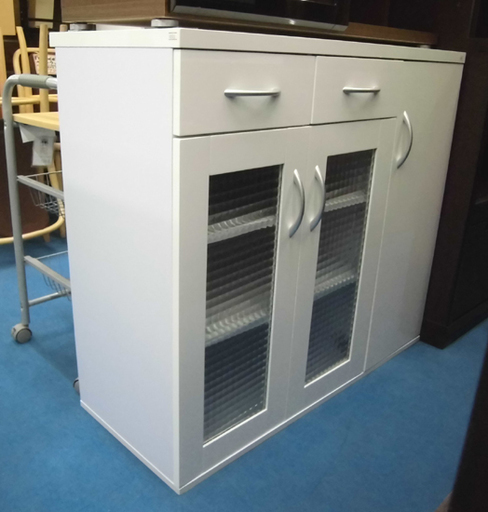 札幌 カウンター 食器棚 キッチン収納 ボード 収納家具 白/ホワイト 幅90ｃｍ