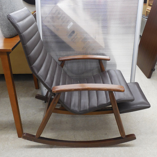 MATSUDA 松田家具 ロッキングチェア フットレスト付き レザー×ブラウン系 昭和レトロ アンティーク マツダ 札幌 西区 西野