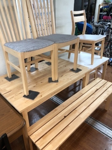 綺麗です！ IKEAのダイニングテーブル4点セット ロングベンチ