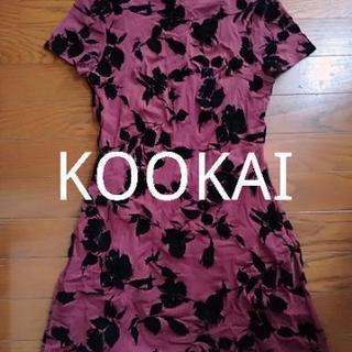 KOOKAI花柄シルエット紫ミニワンピース38　9号