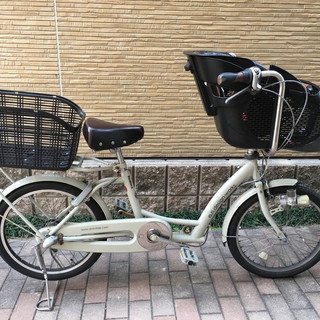 a.n design works 20インチ 子供乗せ自転車 ★前チャイルドシート・後カゴ付き ★3段変速 ホワイト 白 アンドコアラ 防犯登録カード有