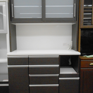 レンジボード キッチンボード 食器棚  キッチン収納 幅120×奥行51×高さ205 ダークブラウン 札幌市 清田区 平岡