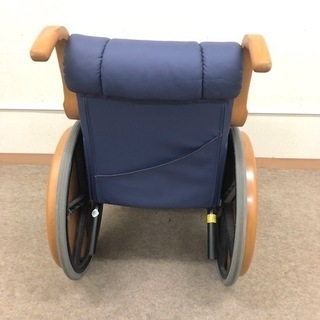 ☆直接限定☆ 車椅子　木製　レザー　ブルー　自走式