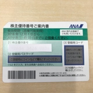 ANA株主優待券 2019年11月末搭乗まで