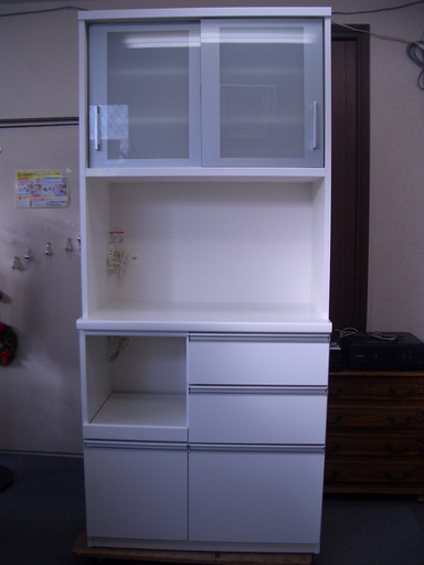 【松田家具】ミドルハイカウンター食器棚　W90　日本製　超美品