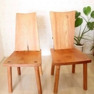 一枚板ダイニングテーブル(栃トチ)、ベンチ、無垢木の椅子二脚セット