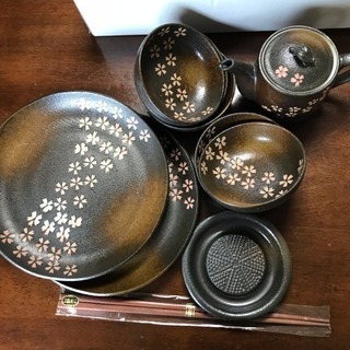 天ぷら用食卓セット「鉄木菜箸付き」の五人様用未使用品
