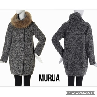 MURUA ファー付きコクーンコート