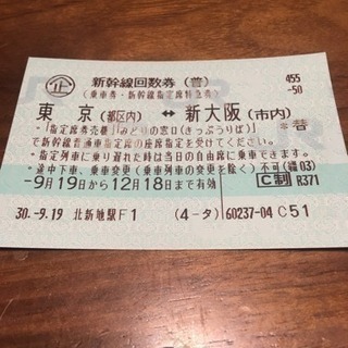 JR東海道新幹線 乗車券兼指定席特急券