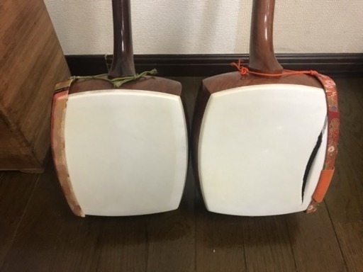 【希少】お稽古用三味線　細棹　皮破れなし　初心者オススメセット　合皮　長唄 希少】お稽古用三味線 細棹 皮破れなし 初心者オススメセット 合皮