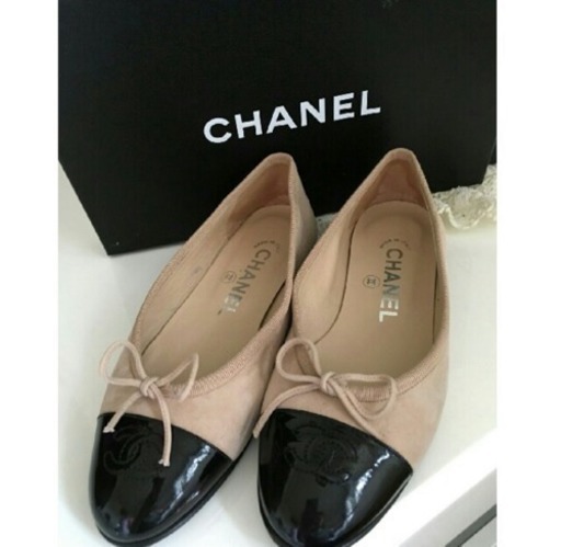 譲 CHANEL シャネル バレーシューズ パンプス 美品 ベージュ ブラック