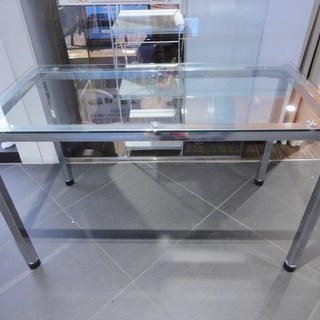 ●ガラステーブル 大型/ガラス 天板/モダン/シンプル/金属フレ...