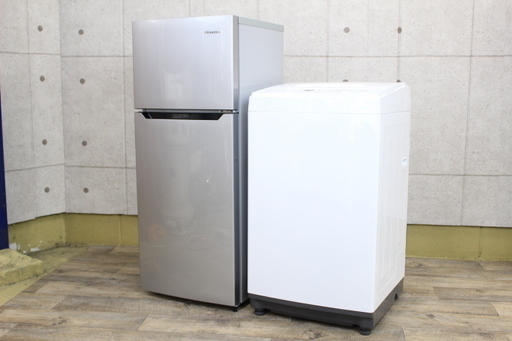 R225)【高年式！美品！】家電2点セット 冷蔵庫 ハイセンス HR-B12AS 120L 洗濯機 エルソニック EM-L50S 5.0kg 2018年製 単身用家電